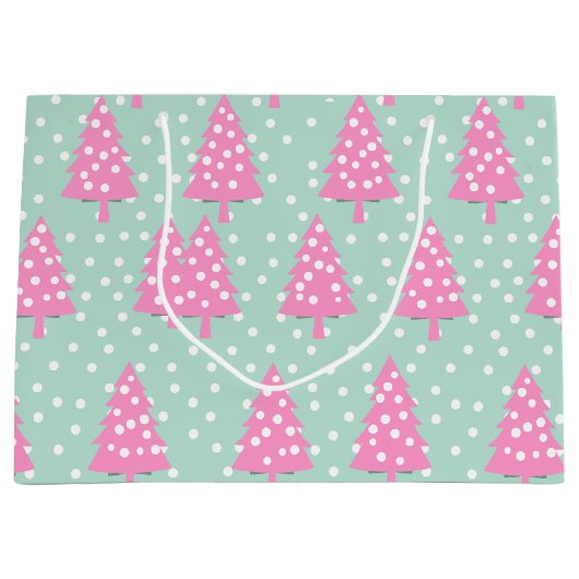 Boho Roze Kerstboom Groot Cadeauzakje (Voorkant)