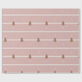 Boho Roze kerstboomschilfers met rotseinen Cadeaupapier (Vlak)