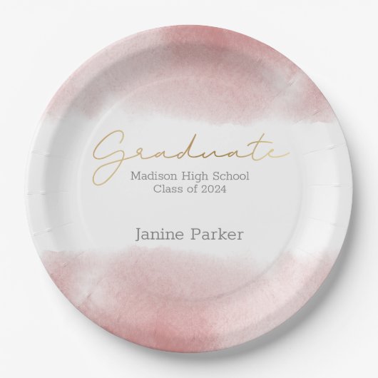 Boho Roze Klasse Jaar Afstudeerfeest Papieren Bordje (Voorkant)