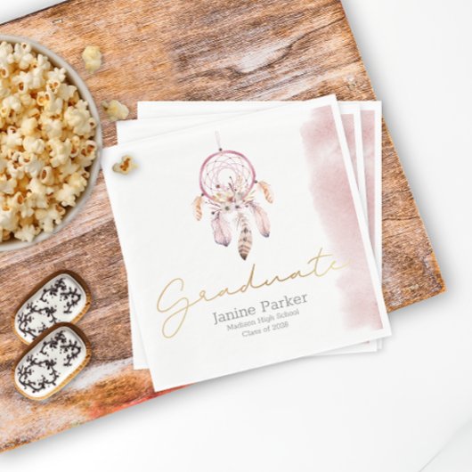 Boho Roze Klasse Jaar Afstudeerfeest Servet