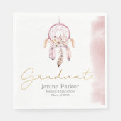 Boho Roze Klasse Jaar Afstudeerfeest Servet (Voorkant)