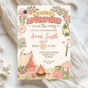 Boho Roze Kleine Avonturier Op Komst Baby Borrel Kaart