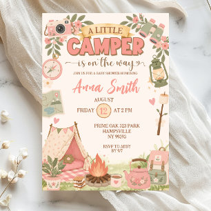 Boho Roze Kleine Camper Op Komst Baby Shower Kaart