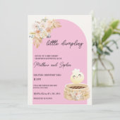 Boho Roze Kleine Dikkertje Baby Shower Uitnodiging (Staand voorkant)