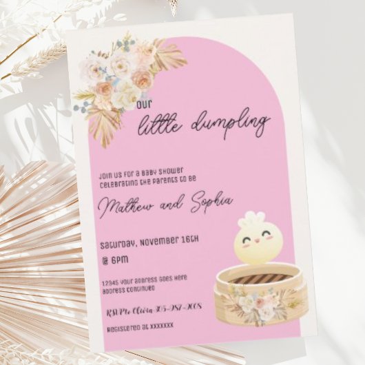 Boho Roze Kleine Dikkertje Baby Shower Uitnodiging