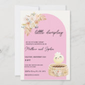 Boho Roze Kleine Dumpling Baby shower Invitation Kaart (Voorkant)