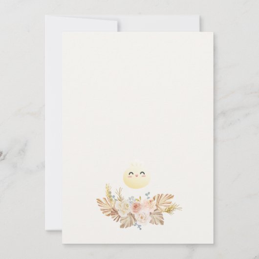 Boho Roze Kleine Dumpling Baby shower Invitation Kaart (Achterkant)