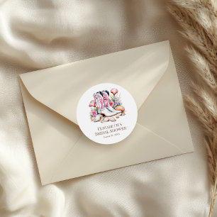 Boho Roze Kust Cowgirl Laarzen Bruidsfeest Ronde Sticker