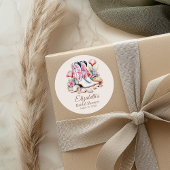 Boho Roze Kust Cowgirl Laarzen Bruidsfeest Ronde Sticker