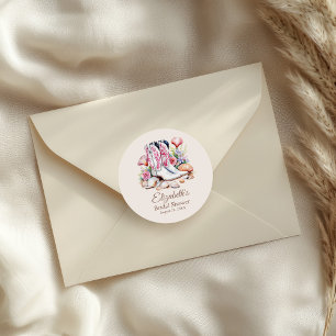 Boho Roze Kust Cowgirl Laarzen Bruidsfeest Ronde Sticker