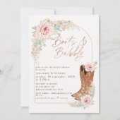 Boho Roze Laarzen en Bruisende Bruiloftsborrel Kaart (Voorkant)