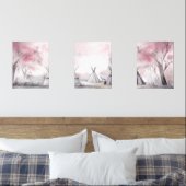Boho Roze Landschap Wall Art Set van 3 (Slaapkamer)