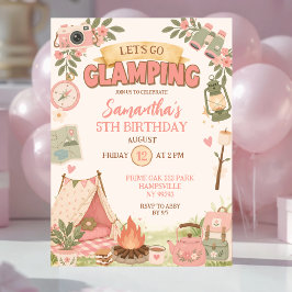 Boho Roze Laten we gaan Glamping Verjaardag Kaart