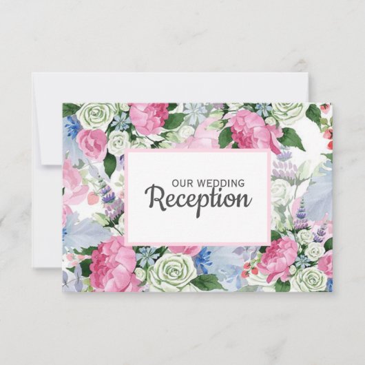Boho roze lavendel blauwe weide BRUILOFT RECEPTIE RSVP Kaartje (Voorkant)