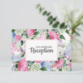 Boho roze lavendel blauwe weide BRUILOFT RECEPTIE RSVP Kaartje (Staand voorkant)