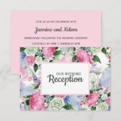 Boho roze lavendel blauwe weide BRUILOFT RECEPTIE RSVP Kaartje (Voorkant / Achterkant)