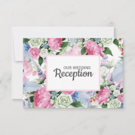 Boho roze lavendel blauwe weide BRUILOFT RECEPTIE RSVP Kaartje