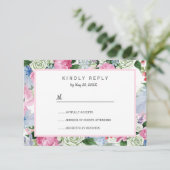 Boho roze lavendel blauwe weide verlaagt Bruiloft  RSVP Kaartje (Staand voorkant)