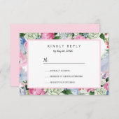 Boho roze lavendel blauwe weide verlaagt Bruiloft  RSVP Kaartje (Voorkant / Achterkant)