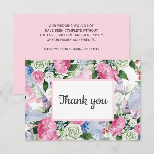 Boho roze lila blauw Bloemenpost BRUILOFT gunst RSVP Kaartje (Voorkant / Achterkant)