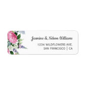 Boho Roze Lila wilde bloemen bruiloft gepersonalis Etiket (Voorkant)