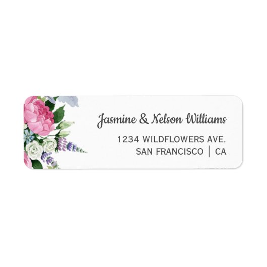Boho Roze Lila wilde bloemen bruiloft gepersonalis Etiket (Voorkant)