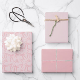 Boho Roze Lint Boogjes Patroon Op Poeder Blozen Ro Inpakpapier Vel