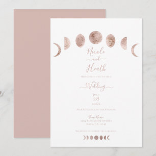 Boho Roze Maanfasen Moderne Minimalistische Trouwd Kaart