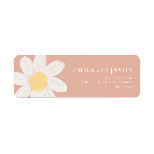 Boho Roze Madeliefje Bloem Retouradres Label (Voorkant)