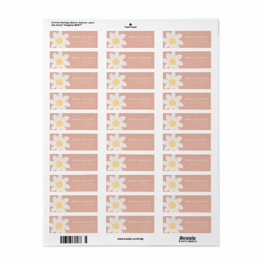Boho Roze Madeliefje Bloem Retouradres Sticker (Full Sheet)