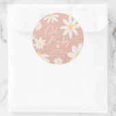 Boho Roze Madeliefje Bloem Ronde Sticker (Tas)