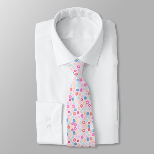 Boho Roze Madeliefjes Bloemen Patroon Stropdas (Gebonden)