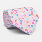Boho Roze Madeliefjes Bloemen Patroon Stropdas (Opgerold)
