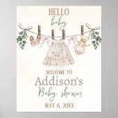 Boho Roze Meisje Babykleding Baby shower Welkom Poster (Voorkant)