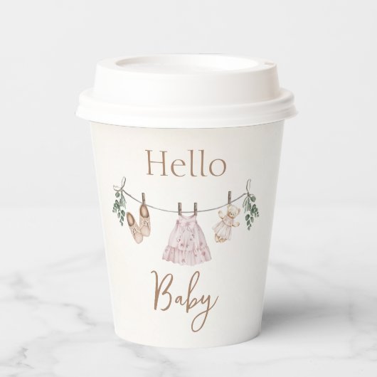 Boho roze Meisje Babykleding Papieren Bekers (Voorkant)