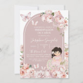 Boho Roze Meisje Bloemige Presentatie Van 3 Jaar Kaart (Voorkant)