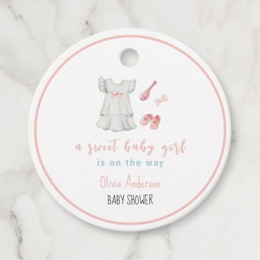 Boho roze meisje outfit Baby shower Bedankjes Labels (Voorkant)