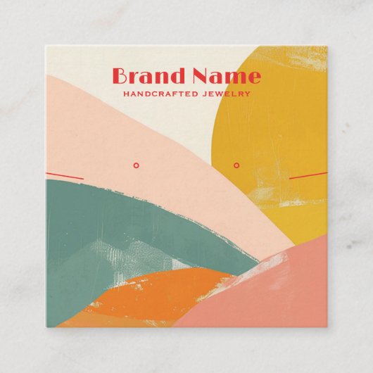 Boho roze minimalistische kunst sieraden display vierkante visitekaartje (Voorkant)