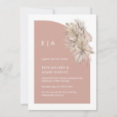 Boho Roze Minimalistische Monogram Half Arch Weddi Kaart (Voorkant)