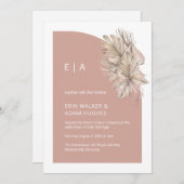 Boho Roze Minimalistische Monogram Half Arch Weddi Kaart (Voorkant / Achterkant)
