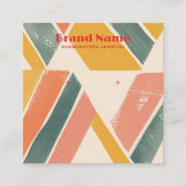 Boho roze mix minimalistische kunst oorbel display vierkante visitekaartje (Voorkant)