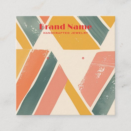 Boho roze mix minimalistische kunst oorbel display vierkante visitekaartje (Voorkant)