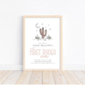 Boho Roze Modern Meisjes Eerste Rodeo 1e Verjaarda Poster