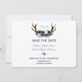 Boho Roze Navy Blauwe Bloemige Geweien Save The Da Save The Date (Voorkant)