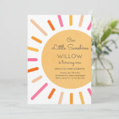 Boho roze onze kleine zonnige verjaardag kaart (Staand voorkant)