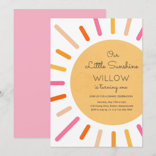 Boho roze onze kleine zonnige verjaardag kaart