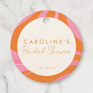 Boho Roze Oranje Abstract Huwelijksfeest Bedankjes Labels