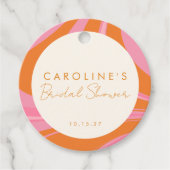 Boho Roze Oranje Abstract Huwelijksfeest Bedankjes Labels (Voorkant)