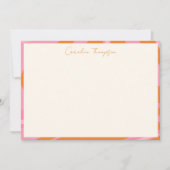 Boho Roze Oranje Abstract Marmer Gepersonaliseerde Bedankkaart (Voorkant)