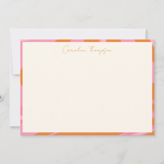 Boho Roze Oranje Abstract Marmer Gepersonaliseerde Bedankkaart (Voorkant)